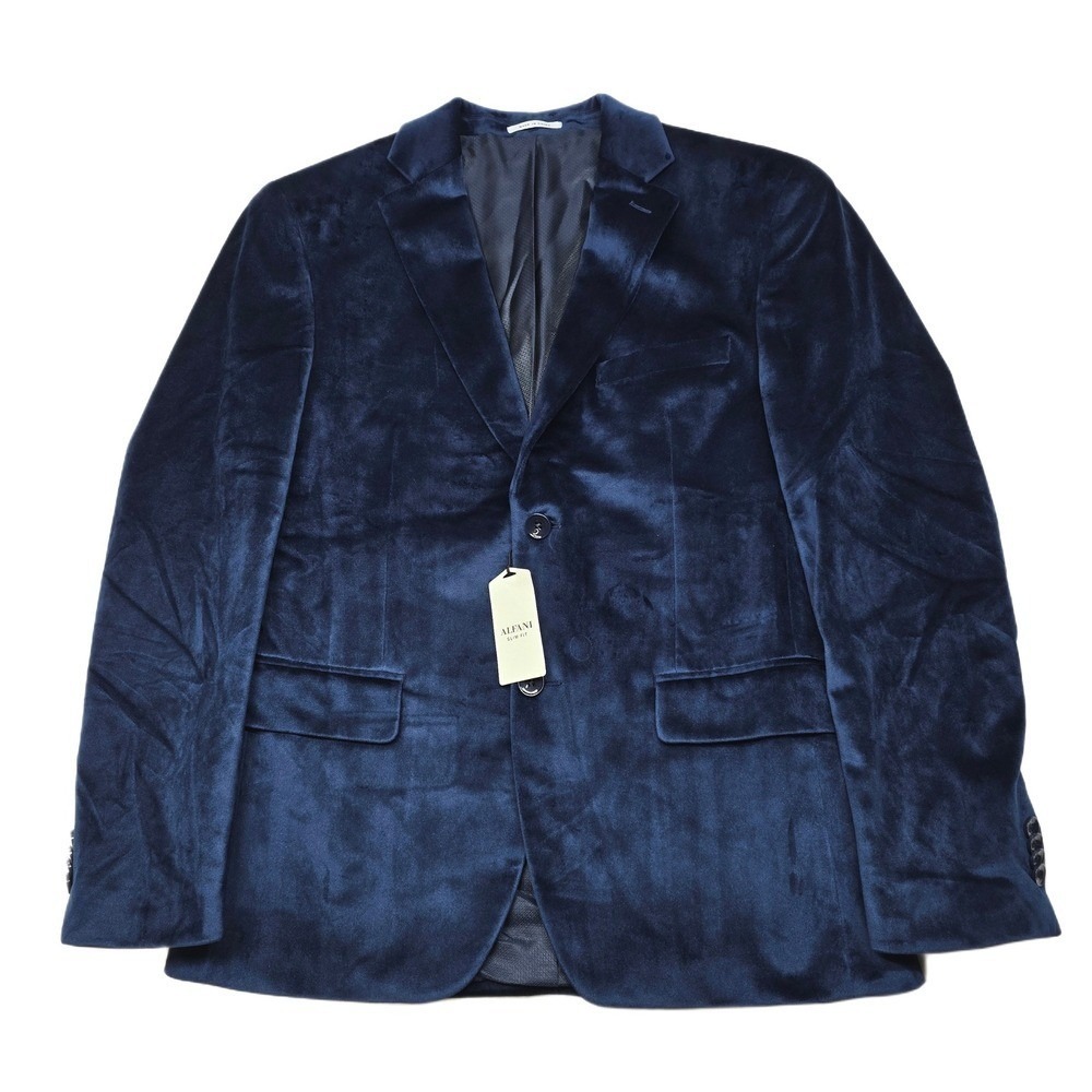 Alfani Slim Fit Velvet Blazer‎ Mens 38S 38 Navy Blue Sport Coat $295 NEW